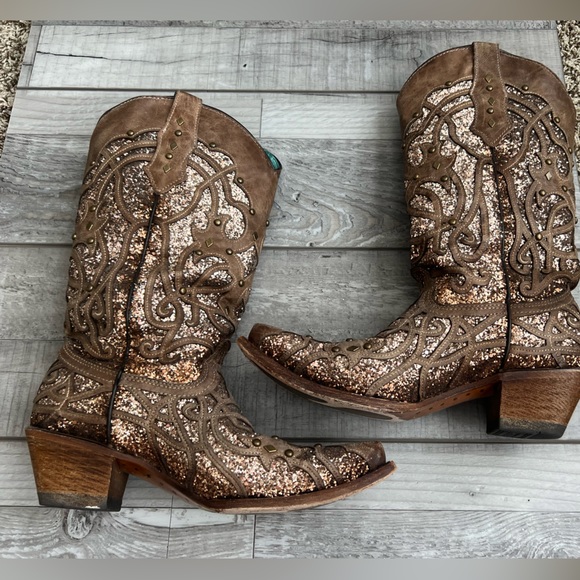 Corral Shoes Corral Brown Glitter Cowboy Boots Poshmark
